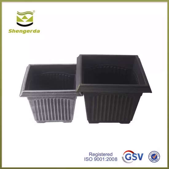 Pot de fleur carré en plastique avec couleur or et argent