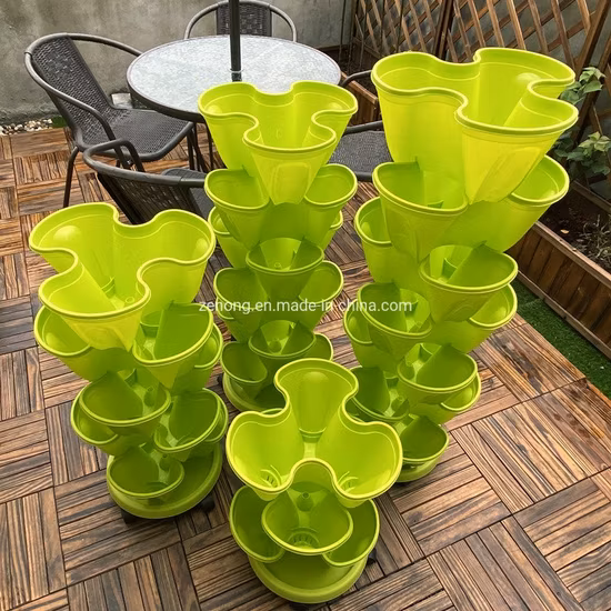 Pot empilable de tour empilable de plantation hydroponique verticale de pp pour la fleur végétale